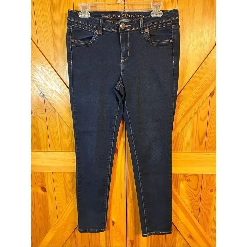 Simply Vera Vera Wang Women's Size 6 Blue Skinny Dark Wash Stretch Jeans (4589)